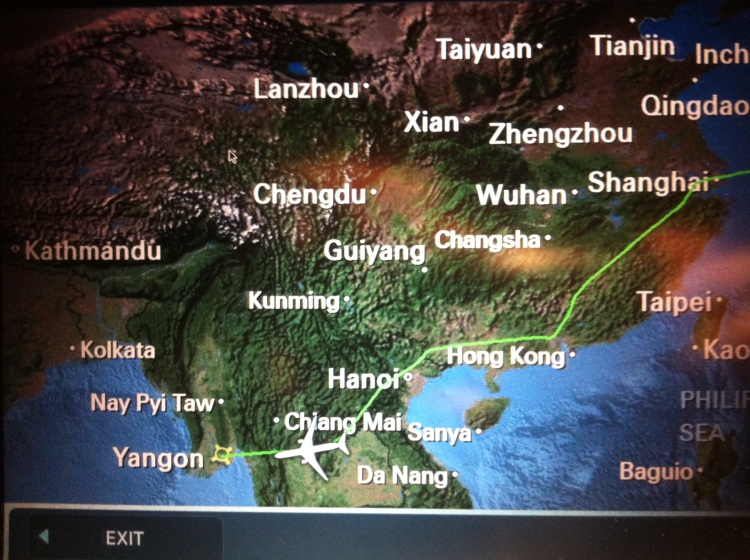 Korean airline flight Seoul to Yangon